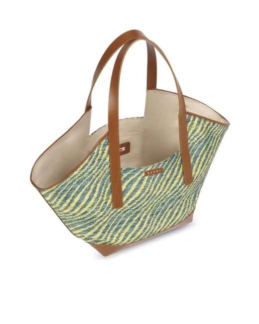 Marni Green Waves Small Tote Bag