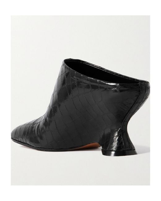 Dries Van Noten Black Wedge Mules