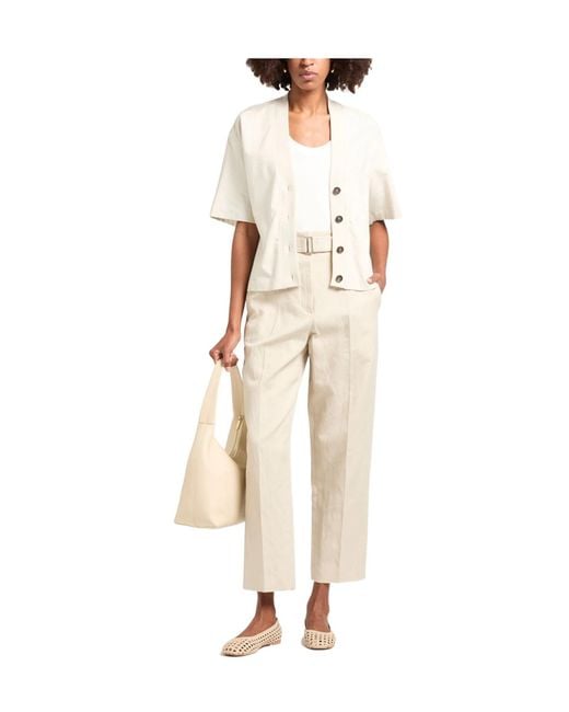 Brunello Cucinelli Natural Plain Colour Tapered Trousers
