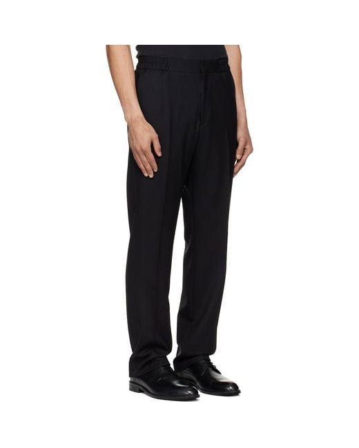 Paul Smith Black Elasticated-Waist Wool Trousers for men