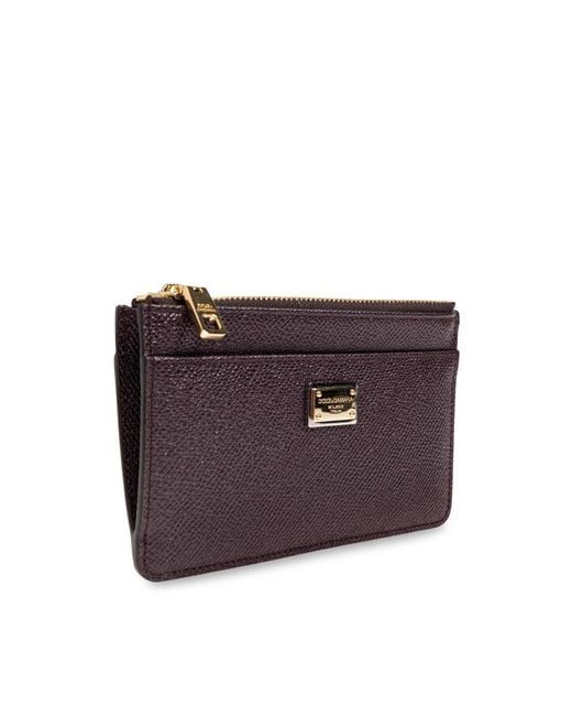 Dolce & Gabbana Purple Dauphine Logo Plaque Card Holder