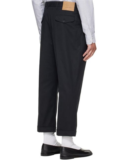 AMI Black Ami Pleated Straight Leg Trousers for men