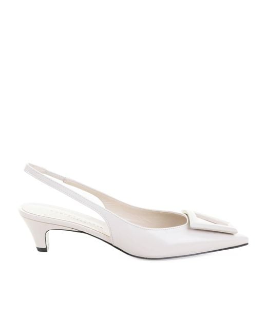 Roberto Festa White Bow Detailed Slingback Pumps