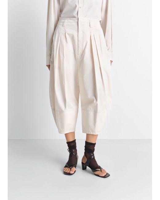 Lemaire White Pleated Balloon Shorts