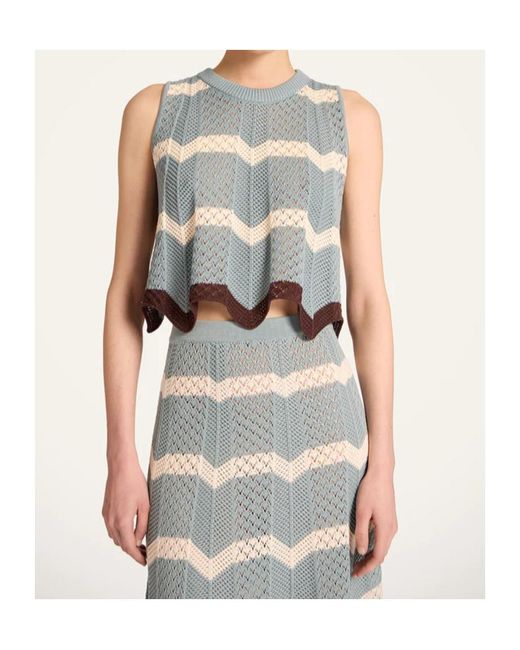 LaDoubleJ Blue Chevron Open-Knit Top