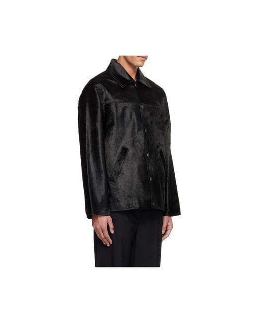 sunflower Black Wide-Collar Ponyskin Jacket for men