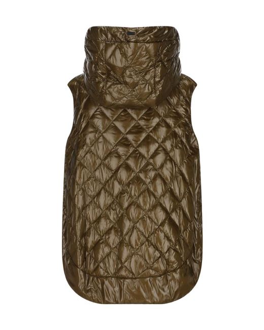 Herno Green Quilted Sleeveless Hooded Coat