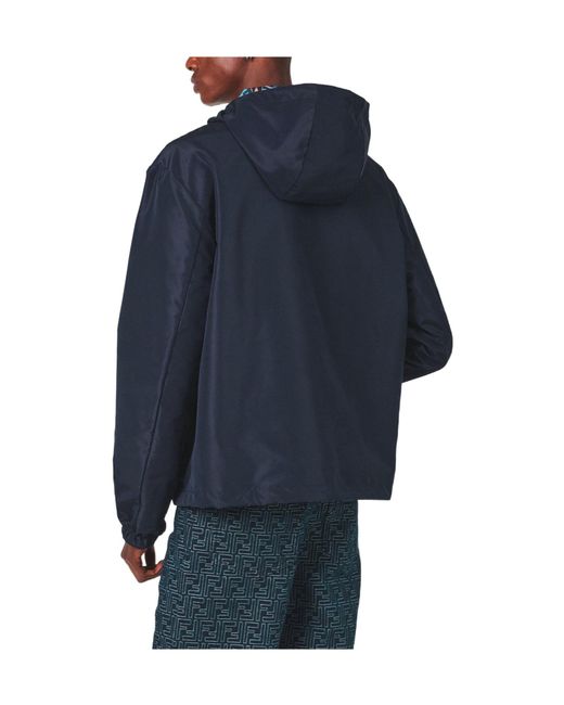 Fendi Blue Weather Resistant Windbreaker for men
