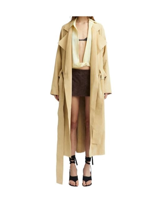 16Arlington Metallic Cinzia Belted Suede Trench Coat