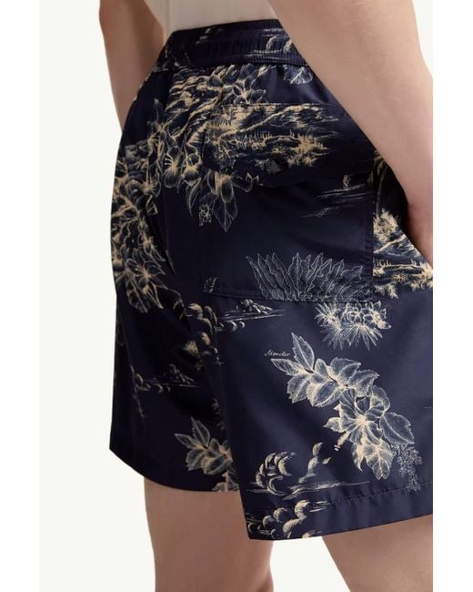 Moncler Blue Logo Patch Drawstring Swim Shorts for men