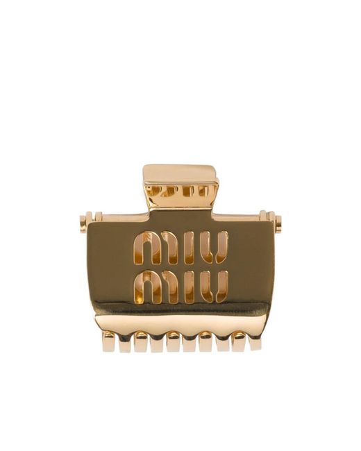 Miu Miu Metallic Logo Debossed Claw Clip