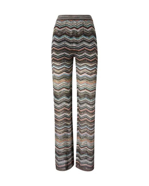 Missoni Gray Zigzag-Knit Sequin-Embellished Trousers