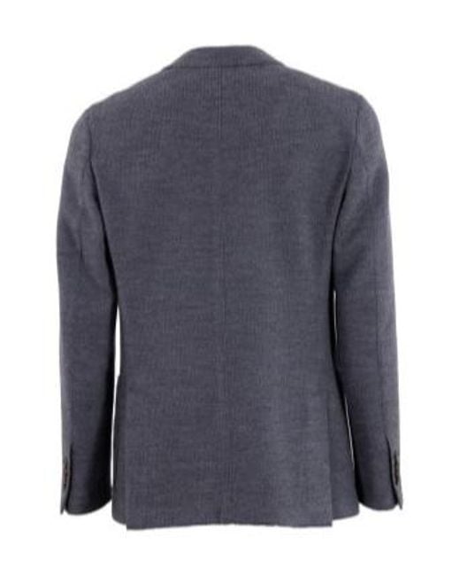 Lardini Blue Single-Breasted Logo Detailed Jacket for men
