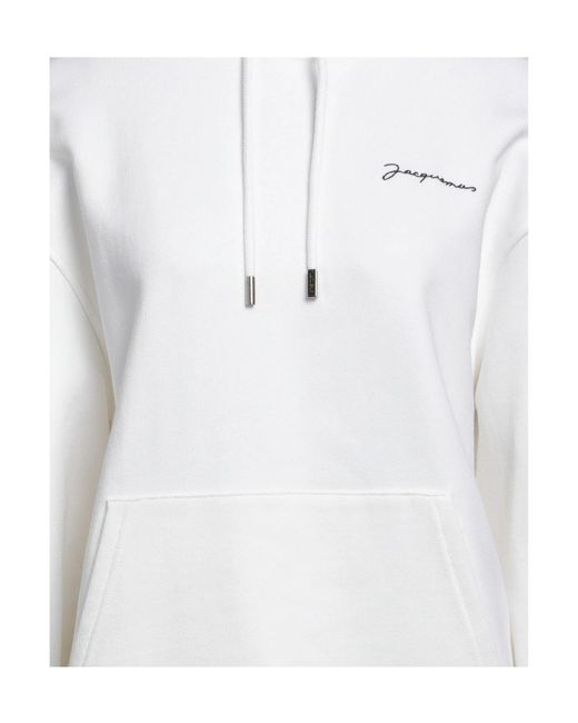Jacquemus White Solid Color Hooded Track Jackets