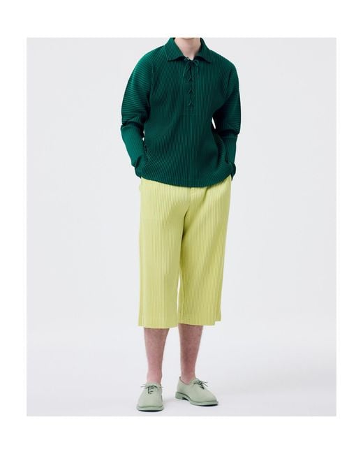 Homme Plissé Issey Miyake Green Lace-Up Pleated Shirt for men