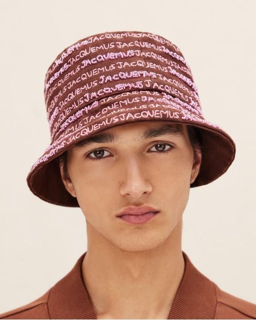 Jacquemus Red Cappelli Uomo Cotone Marrone/Rosa for men