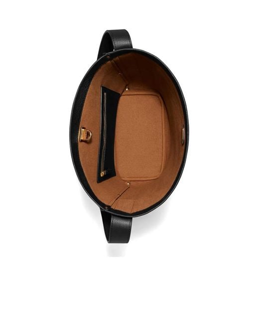 Tory Burch Black Slim Lock Bucket Bag
