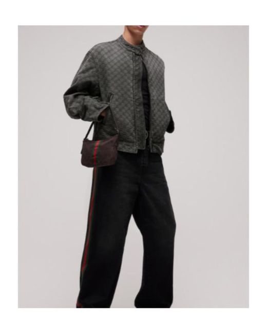 Gucci Gray Gg Cotton Denim Jacquard Zip Jacket for men