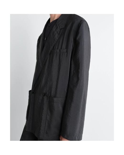 Lemaire Black Double-Breasted Long-Sleeved Jacket for men