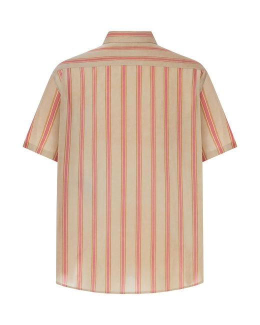 Saint Laurent Natural Striped Short-Sleeved Shirt for men