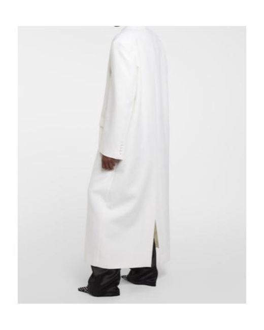 Magda Butrym White Single-Breasted Wool Coat