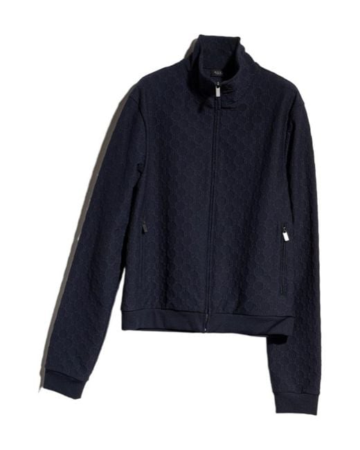 Gucci Blue Gg Jersey Jacquard Zip Sweatshirt for men