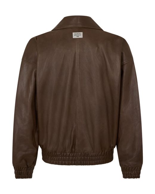 Acne Brown Logo Patch Leather Jacket