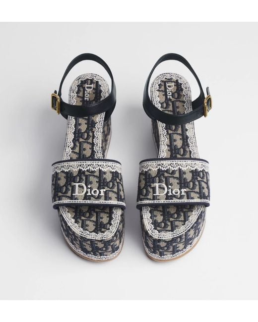Dior Black Dentelle Wedge Sandal