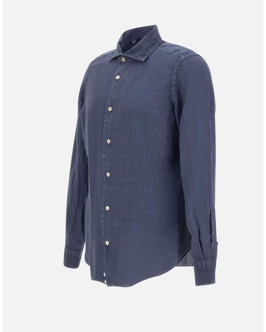 Eleventy Blue Long Sleeved Buttoned Shirt for men