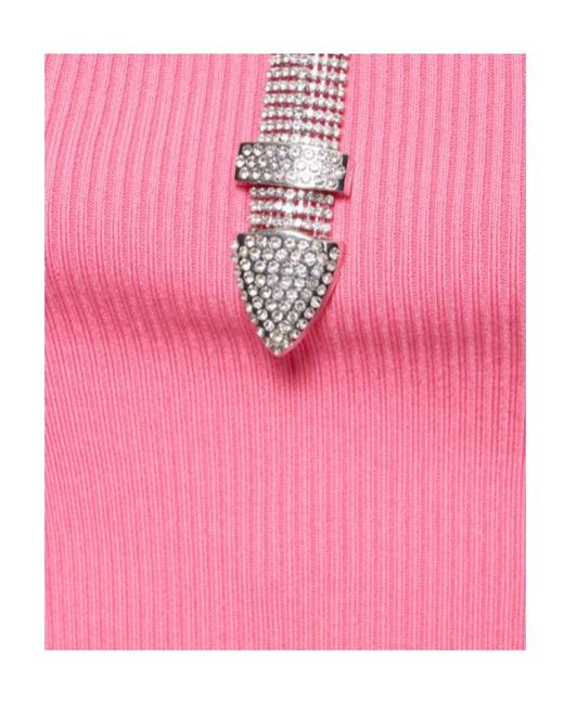 GIUSEPPE DI MORABITO Pink Elasticity Mini Knitted Dress
