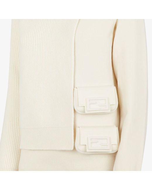 Fendi White Pocket-Detailed Crewneck Jumper