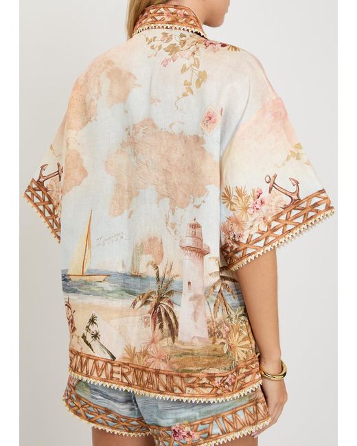 Zimmermann Natural Mohan Printed Linen Shirt