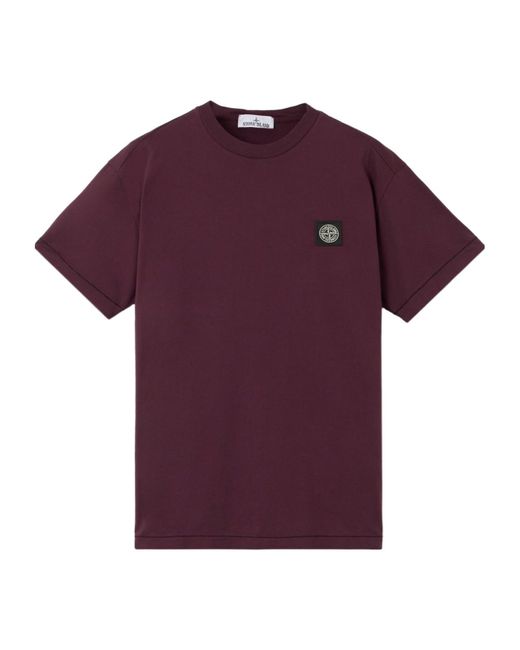 Stone Island Purple Logo Patch Crewneck T-Shirt for men