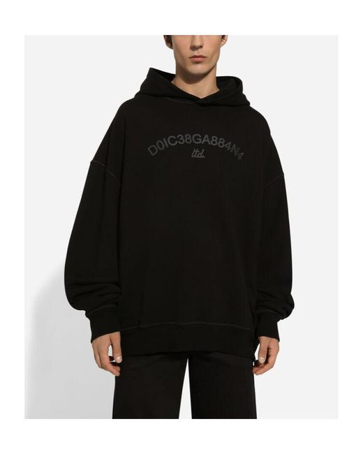 Dolce & Gabbana Black Logo Printed Hoodie for men