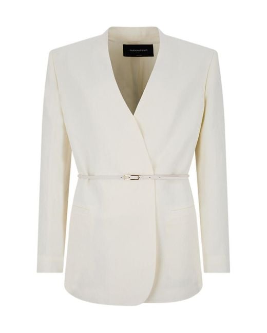 Fabiana Filippi White Long-Sleeved Suit Jacket