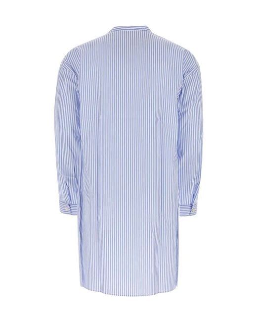 Prada Blue Striped Poplin Shirt for men