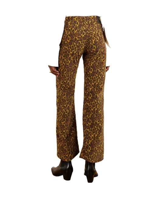 R13 Natural Cropped Animal-Print Flared Jeans