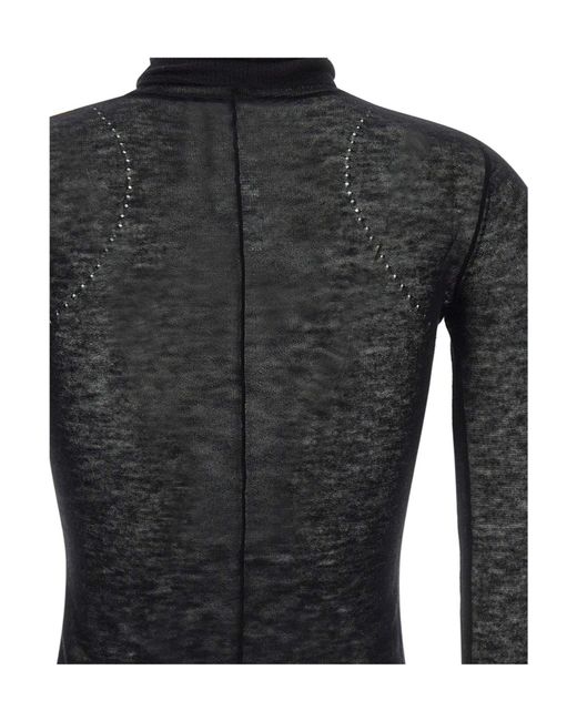 Elisabetta Franchi Black Sheer Turtleneck Knitted Sweater