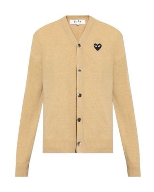 COMME DES GARÇONS PLAY Natural Comme Des Garçons Play Logo Patch Knitted Cardigan for men