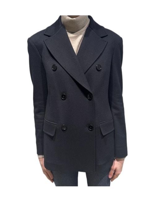 Max Mara Blue Lapel Long-Sleeved Suit Jacket