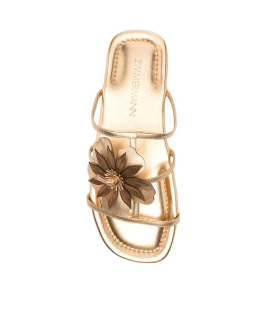 Zimmermann Metallic Strappy Flat Sandals