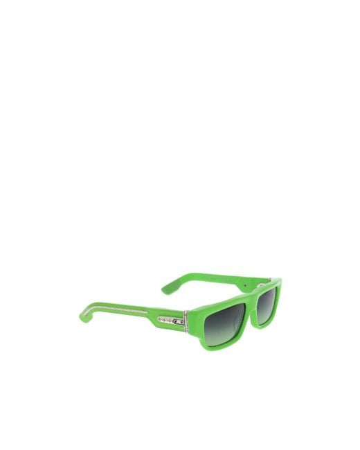 Chrome Hearts Green Girth Quake Rectangle Sunglasses for men