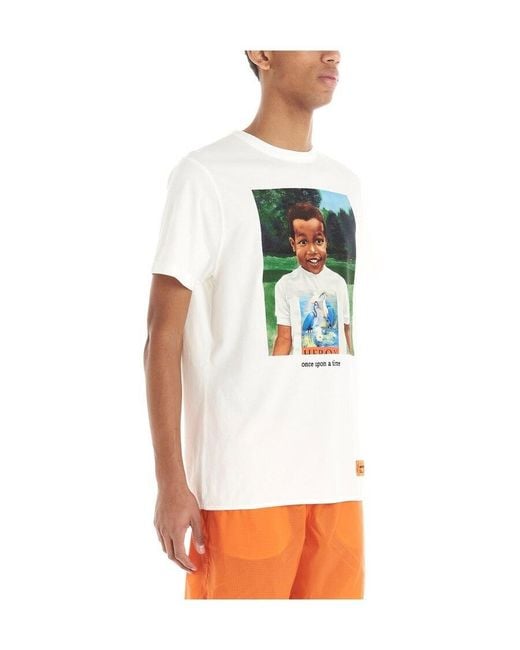 Heron Preston White Logo Printed T-Shirt for men