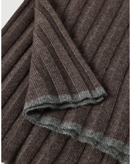 Brunello Cucinelli Brown Ribbed Knitted Scarf for men
