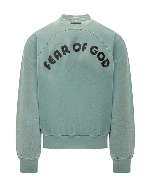 Fear Of God Green Logo-Print Sweatshirt for men