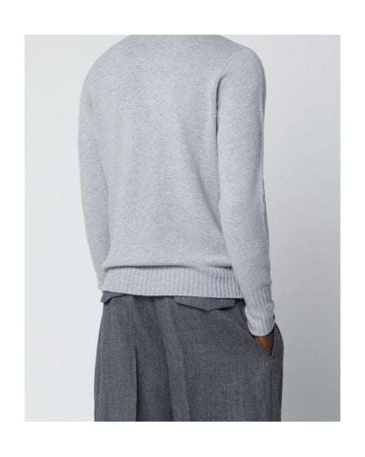 Drumohr Gray Long-Sleeved Polo Collar Sweater for men