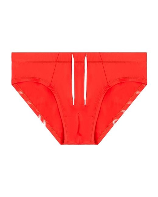 DIESEL Red Embossed Logo Swim Briefs for men