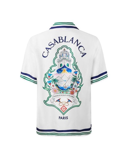 Casablanca White Button-Down Printed Shirt for men
