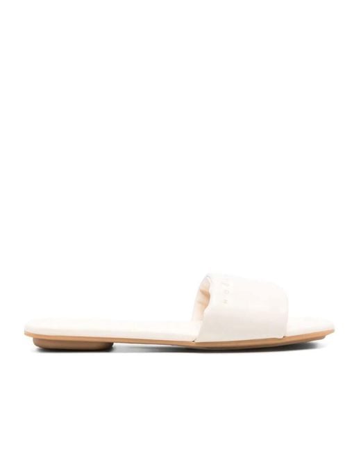 Hogan White Leather Slides