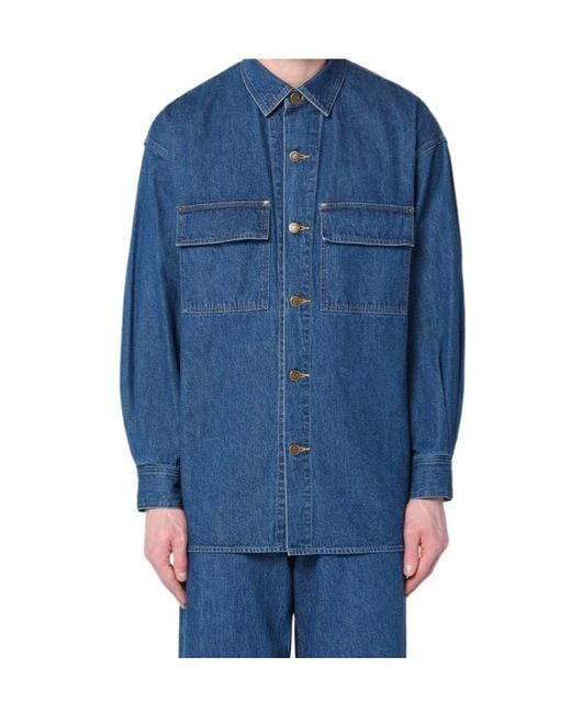 Auralee Blue Selvedge Shirt for men